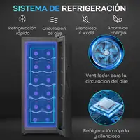 Vinoteca 12 Botellas Temperatura Ajustable 8-18℃ Negro HOMCOM Vinoteca 12 Botellas Temperatura Ajustable 8-18℃ Negro HOMCOM