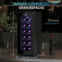 Vinoteca 12 Botellas Temperatura Ajustable 8-18℃ Negro HOMCOM Vinoteca 12 Botellas Temperatura Ajustable 8-18℃ Negro HOMCOM
