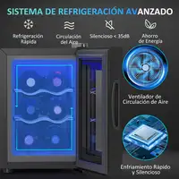 Nevera Vinos con Luz LED Interior Temperatura Regulable y Estantes Negro HOMCOM Nevera Vinos con Luz LED Interior Temperatura Regulable y Estantes Negro HOMCOM