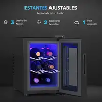 Nevera Vinos con Luz LED Interior Temperatura Regulable y Estantes Negro HOMCOM Nevera Vinos con Luz LED Interior Temperatura Regulable y Estantes Negro HOMCOM