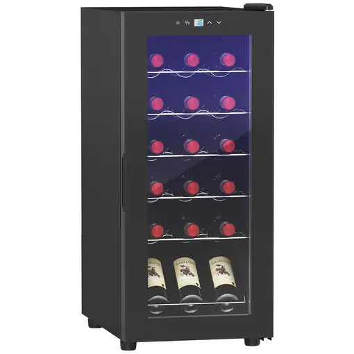 Nevera Vinos 18 Botellas 50L con Luz LED Interior Pantalla Táctil Digital HOMCOM