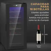 Nevera Vinos 18 Botellas 50L con Luz LED Interior Pantalla Táctil Digital HOMCOM Nevera Vinos 18 Botellas 50L con Luz LED Interior Pantalla Táctil Digital HOMCOM