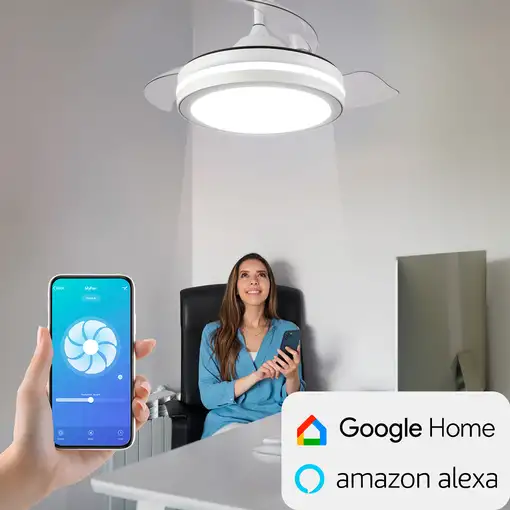 Yoevu Espartan - Ventilador de techo con luz led, motor DC, wifi, 6 velocidades