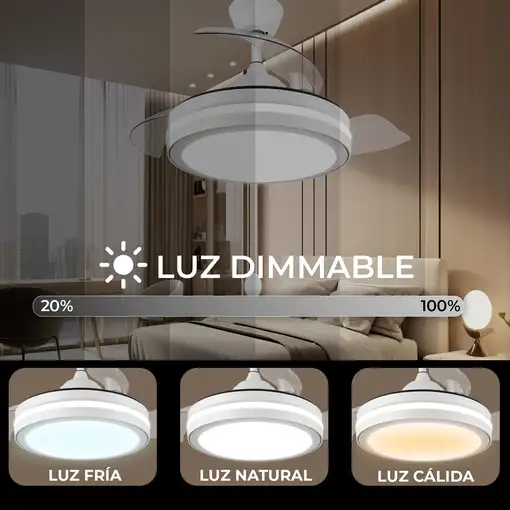 Yoevu Espartan - Ventilador de techo con luz led, motor DC, wifi, 6 velocidades