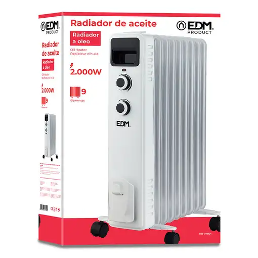 EDM 07124 Interior Blanco 2000 W Radiador de aceite eléctrico