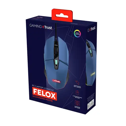 Trust GXT109B FELOX ratón Juego Ambidextro USB tipo A 6400 DPI