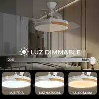 Yoevu EOS NATURE WHW- Ventilador de techo luz led, DC, difusor haya, 6 velocidades