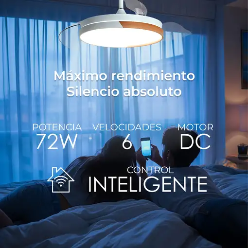 Yoevu EOS NATURE WHW- Ventilador de techo luz led, DC, difusor haya, 6 velocidades