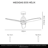 Yoevu Helix Blanco-Ventilador techo con wifi con luz, 6 velocidades, aspa madera