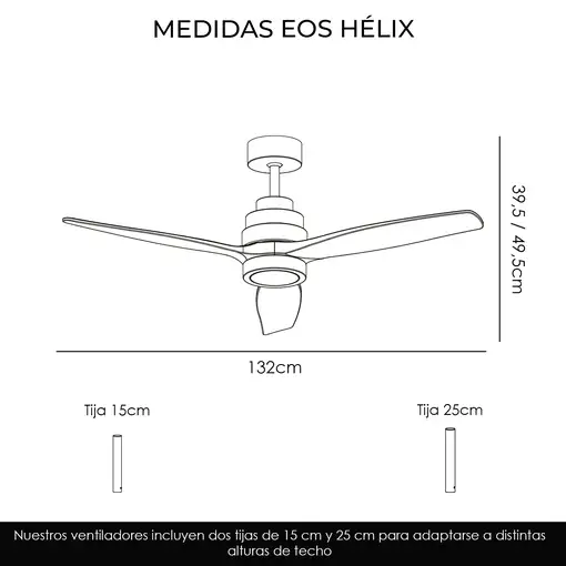 Yoevu Helix Blanco-Ventilador techo con wifi con luz, 6 velocidades, aspa madera