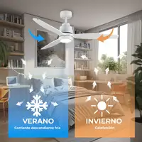 Yoevu Helix Blanco-Ventilador techo con wifi con luz, 6 velocidades, aspa madera