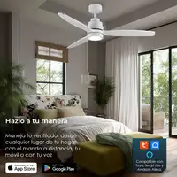 Yoevu Helix Blanco-Ventilador techo con wifi con luz, 6 velocidades, aspa madera