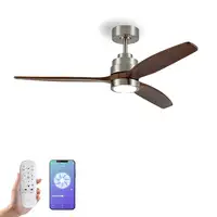 Yoevu Helix Nogal-Ventilador de techo con wifi con luz, 6 velocidades, aspa madera