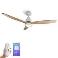 Yoevu Helix Haya-Ventilador de techo con wifi con luz, 6 velocidades, aspa madera