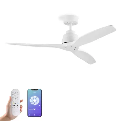 Yoevu Helix Blanco-Ventilador techo con wifi sin luz, 6 velocidades, aspa madera Yoevu Helix Blanco-Ventilador techo con wifi sin luz, 6 velocidades, aspa madera