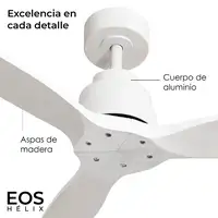Yoevu Helix Blanco-Ventilador techo con wifi sin luz, 6 velocidades, aspa madera Yoevu Helix Blanco-Ventilador techo con wifi sin luz, 6 velocidades, aspa madera