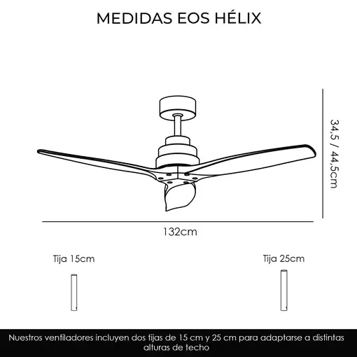 Yoevu Helix Blanco-Ventilador techo con wifi sin luz, 6 velocidades, aspa madera