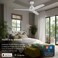 Yoevu Helix Blanco-Ventilador techo con wifi sin luz, 6 velocidades, aspa madera Yoevu Helix Blanco-Ventilador techo con wifi sin luz, 6 velocidades, aspa madera