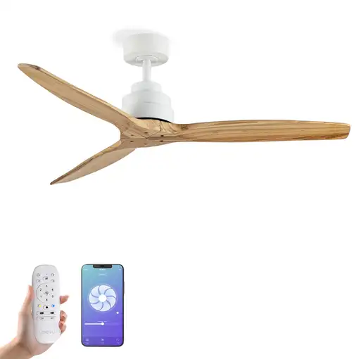 Yoevu Helix Haya-Ventilador de techo con wifi sin luz, 6 velocidades, aspa madera Yoevu Helix Haya-Ventilador de techo con wifi sin luz, 6 velocidades, aspa madera