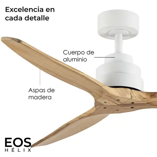 Yoevu Helix Haya-Ventilador de techo con wifi sin luz, 6 velocidades, aspa madera