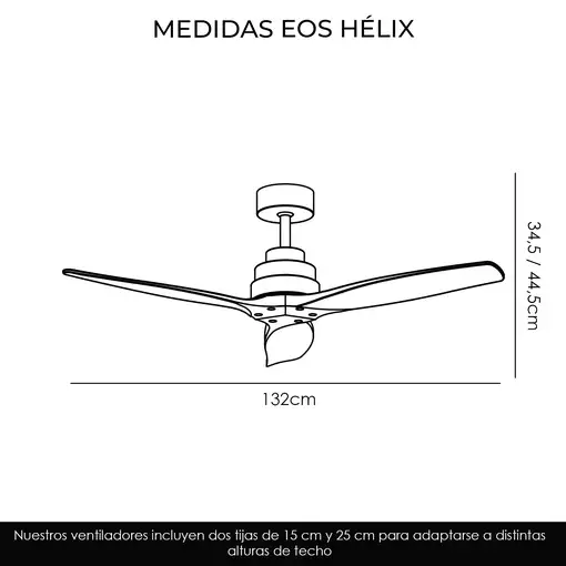 Yoevu Helix Haya-Ventilador de techo con wifi sin luz, 6 velocidades, aspa madera