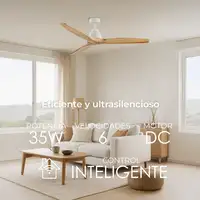 Yoevu Helix Haya-Ventilador de techo con wifi sin luz, 6 velocidades, aspa madera Yoevu Helix Haya-Ventilador de techo con wifi sin luz, 6 velocidades, aspa madera