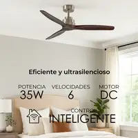 Yoevu Helix Nogal-Ventilador de techo con wifi sin luz, 6 velocidades, aspa madera Yoevu Helix Nogal-Ventilador de techo con wifi sin luz, 6 velocidades, aspa madera