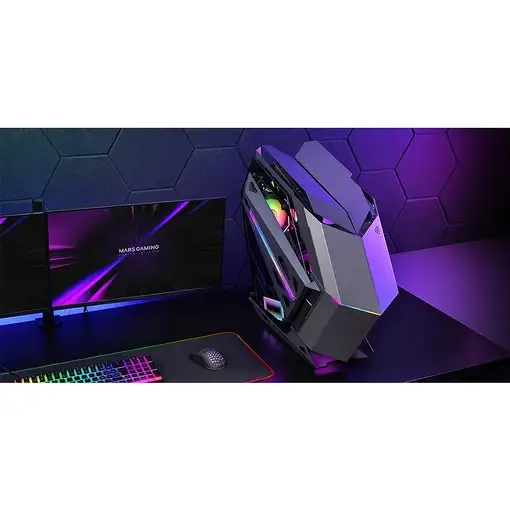Mars Gaming MC-TITAN, Caja Gaming RGB XXL ATX,Doble Tira LED e Iluminación Frontal