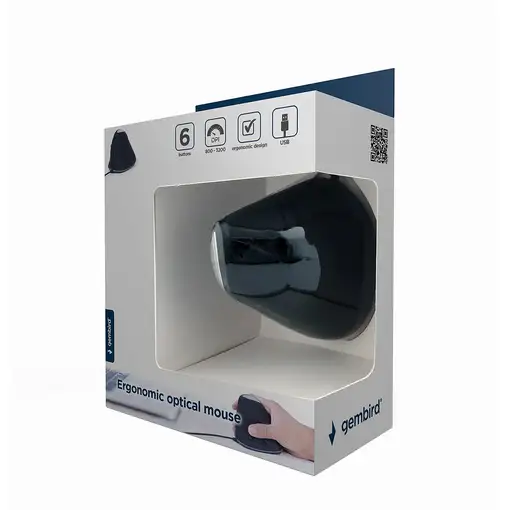 Gembird MUS-ERGO-03 ratón Oficina mano derecha USB tipo A Óptico 3200 DPI