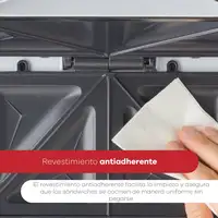 Sandwichera 750W Revestimiento Antiadherente, Mango de Tacto Frío