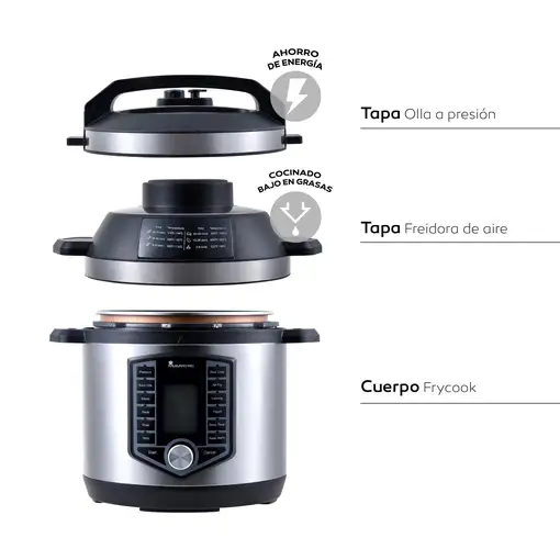 Kit de Freidora de Aire con olla a presión de 1500W de 6L + Spray  de aceite