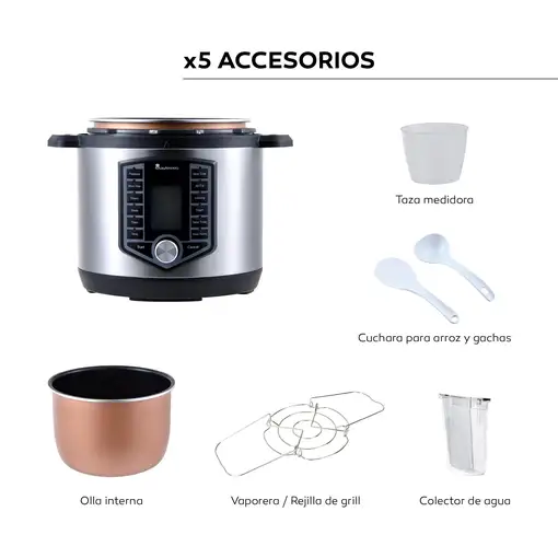 Kit de Freidora de Aire con olla a presión de 1500W de 6L + Spray  de aceite