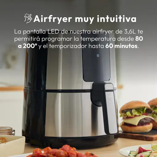 Freidora de aire ROCKET sin aceite de 3,6L y 1500W temperatura regulable