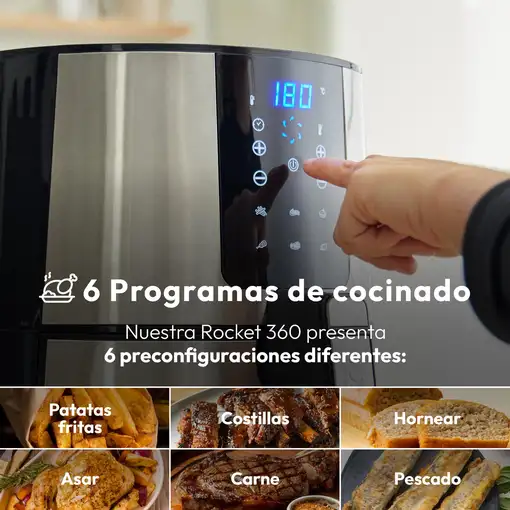 Freidora de aire ROCKET sin aceite de 3,6L y 1500W temperatura regulable