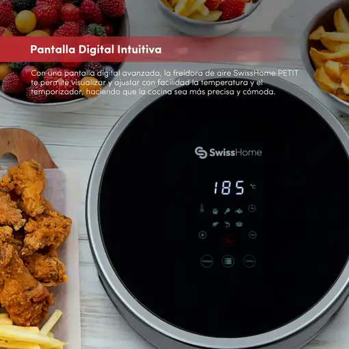 Air Fryer 1200W de 2,5L con pantalla digital y temperatura ajustable