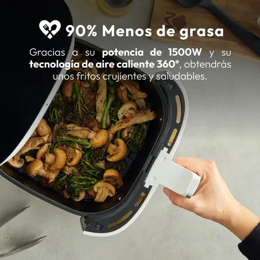 Freidora de Aire de 5L y 1500W con 12 Programas y revestimiento antiadherente