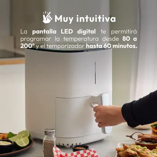 Freidora de Aire de 5L y 1500W con 12 Programas y revestimiento antiadherente
