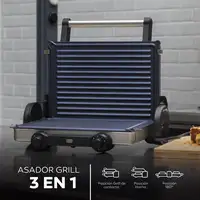 Parrilla Eléctrica Antiadherente con Grill 12x32x40cm-2200W en Acero inox