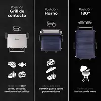 Parrilla Eléctrica Antiadherente con Grill 12x32x40cm-2200W en Acero inox