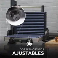 Parrilla Eléctrica Antiadherente con Grill 12x32x40cm-2200W en Acero inox