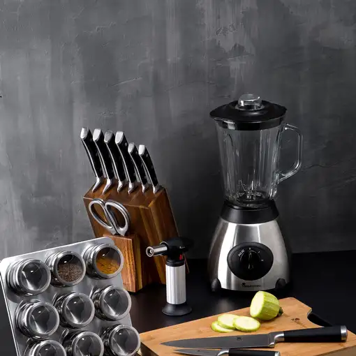 Batidora de Vaso 500W de 1,5L 2+1 Velocidades en Acero inoxidable