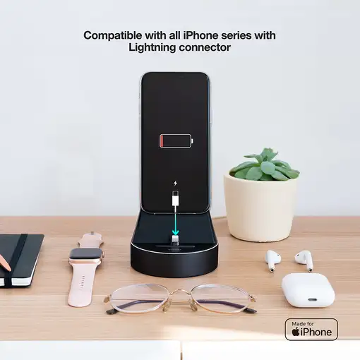 TooQ Base de Carga para Apple Watch y iPhone, Negro
