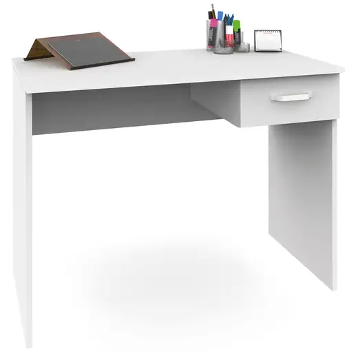 Mesa Escritorio Ordenador 75x90x50cm, 1 Cajón, Briebe, ESC1189WHT, Blanco Mesa Escritorio Ordenador 75x90x50cm, 1 Cajón, Briebe, ESC1189WHT, Blanco