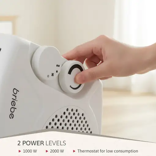 Calefactor Bajo Consumo Ventilador Eléctrico Aire Caliente/Frío, Briebe HT1181