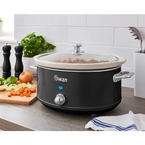 Retro Olla Cocción Lenta, 6,5L, Recipiente Extraíble, Swan SF17031BNEU