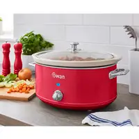 Retro Olla Cocción Lenta, 6,5L, Recipiente Extraíble, Swan, SF17031RNEU