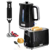 Set Tostadora Pan 2 + Hervidor Agua 1,7L + Batidora mano, Briebe, SKT1186BLK