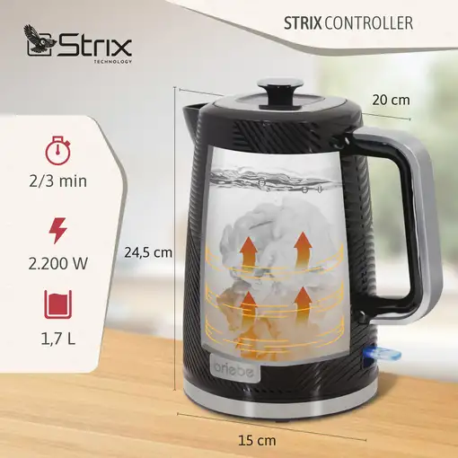 Set Tostadora Pan 2 + Hervidor Agua 1,7L + Batidora mano, Briebe, SKT1186BLK