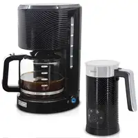 Set Cafetera Goteo 10 Tazas Café + Espumador Leche Eléctrico, Briebe, SKT1188BLK