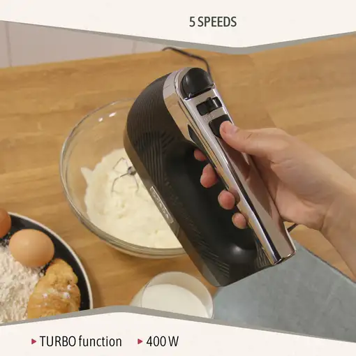 Set Batidora de Mano 2 Velocidades + Batidora Varillas, Briebe, SKT1187BLK